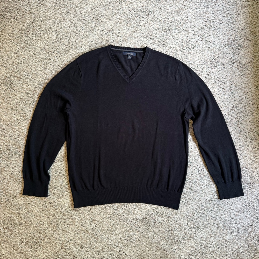 Banana Republic Men's Black V-Neck Silk Cashmere Sweater Size XL